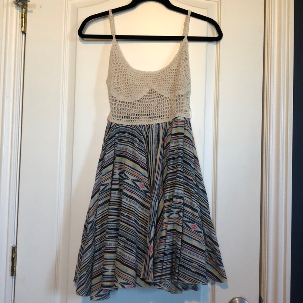 Never worn short boho dress with lace up back